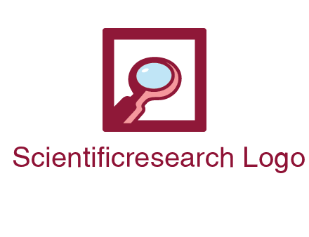 magnifying glass in square line logo icon