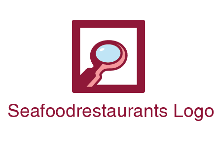 magnifying glass in square line logo icon
