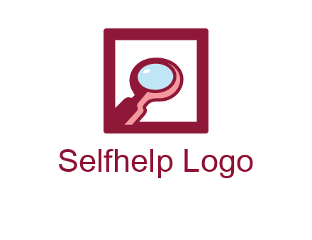 magnifying glass in square line logo icon