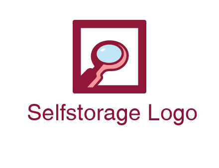 magnifying glass in square line logo icon
