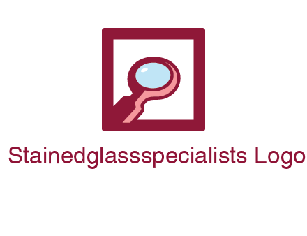 magnifying glass in square line logo icon