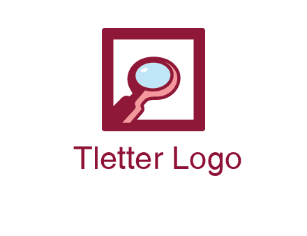 magnifying glass in square line logo icon