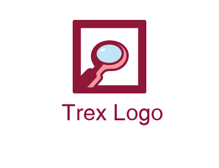 magnifying glass in square line logo icon