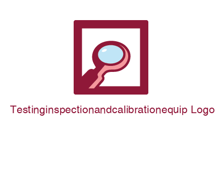 magnifying glass in square line logo icon