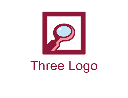 magnifying glass in square line logo icon