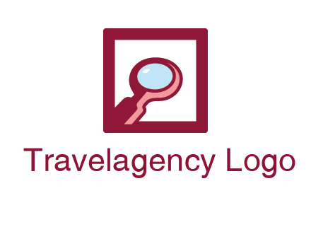 magnifying glass in square line logo icon