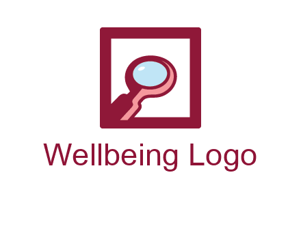 magnifying glass in square line logo icon