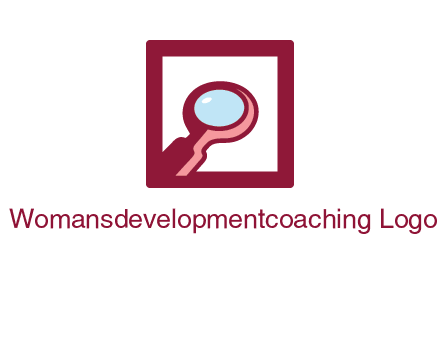 magnifying glass in square line logo icon