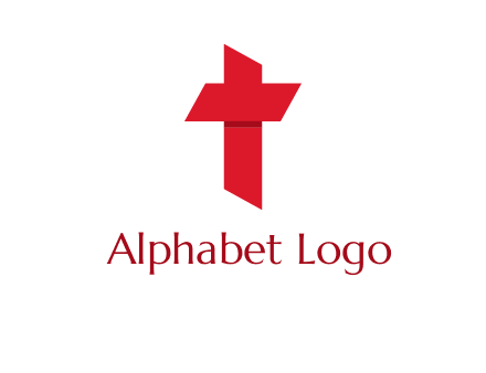 Alphabet T in cross icon