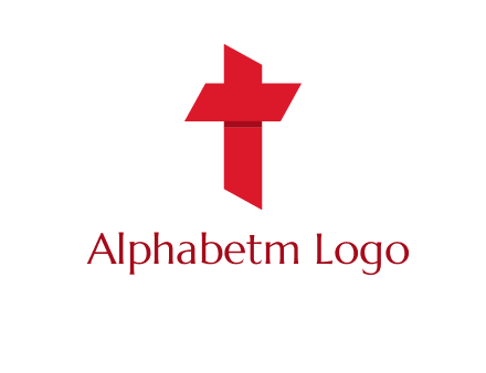 Alphabet T in cross icon