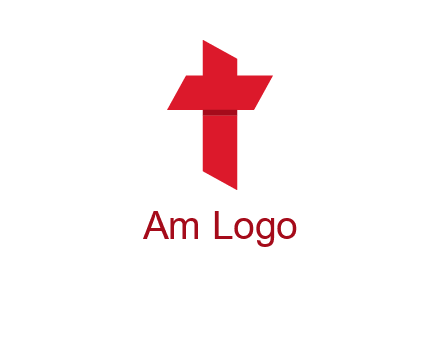 Alphabet T in cross icon