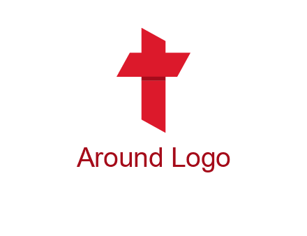 Alphabet T in cross icon