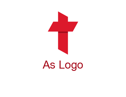 Alphabet T in cross icon