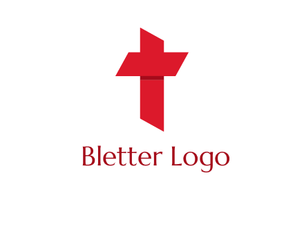 Alphabet T in cross icon