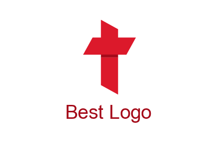 Alphabet T in cross icon