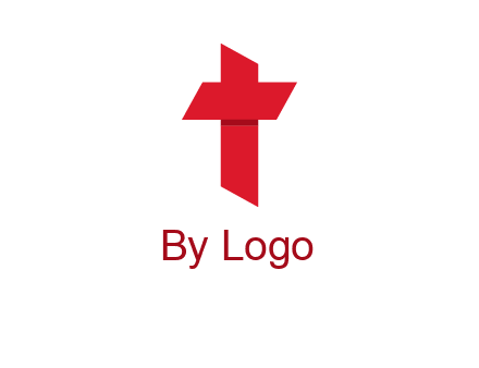 Alphabet T in cross icon