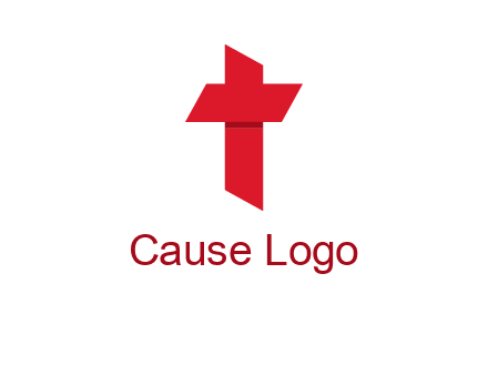 Alphabet T in cross icon