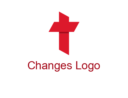 Alphabet T in cross icon