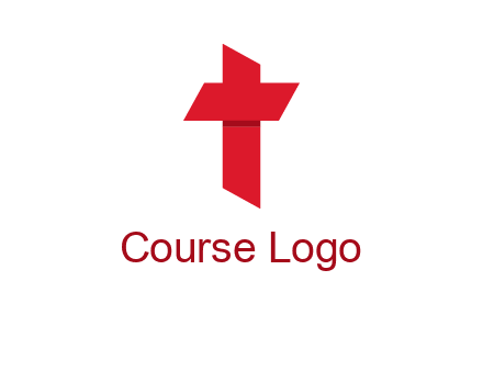 Alphabet T in cross icon