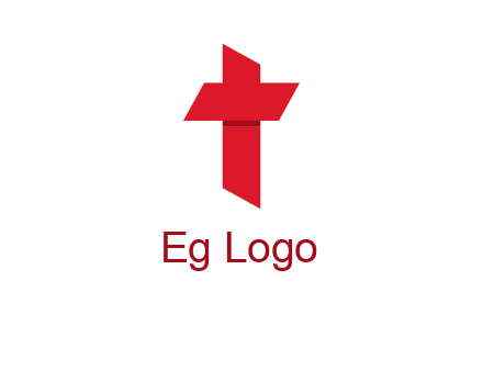 Alphabet T in cross icon