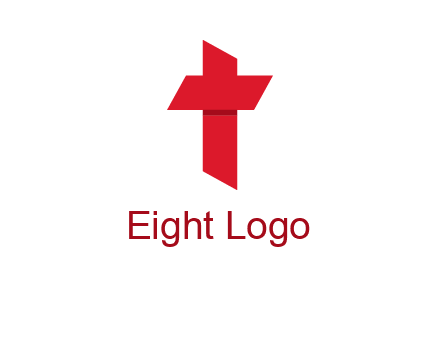 Alphabet T in cross icon