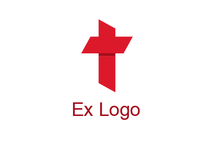 Alphabet T in cross icon