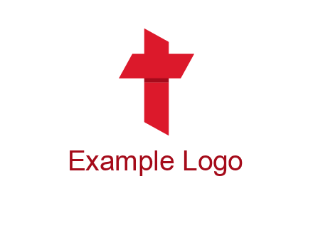Alphabet T in cross icon