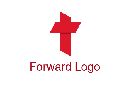 Alphabet T in cross icon