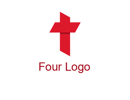 Alphabet T in cross icon
