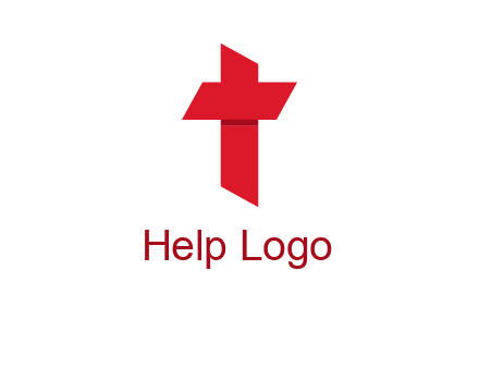 Alphabet T in cross icon