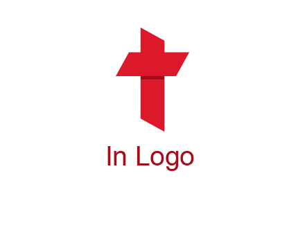 Alphabet T in cross icon