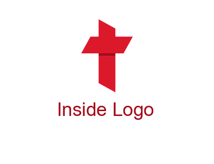 Alphabet T in cross icon