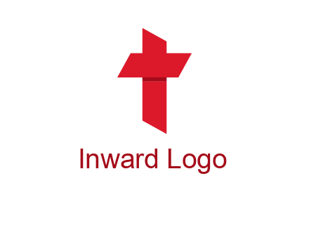 Alphabet T in cross icon