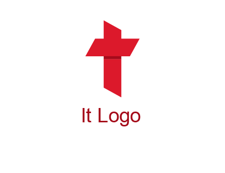 Alphabet T in cross icon