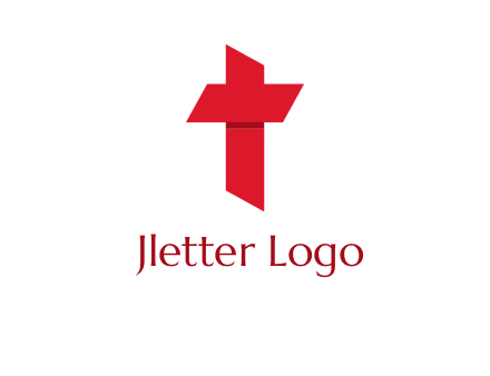 Alphabet T in cross icon