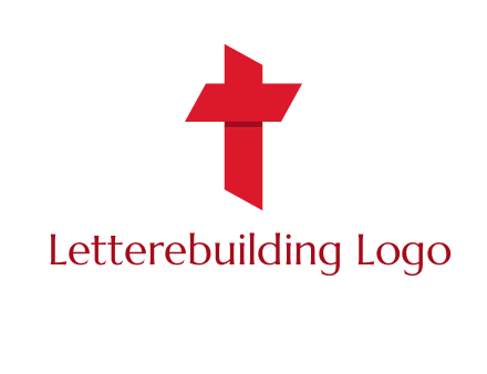 Alphabet T in cross icon