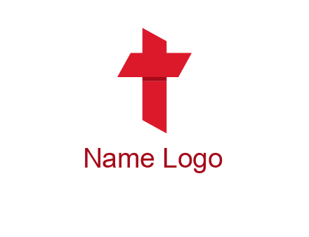 Alphabet T in cross icon