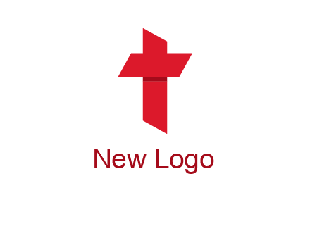 Alphabet T in cross icon