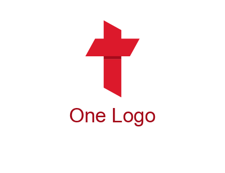 Alphabet T in cross icon