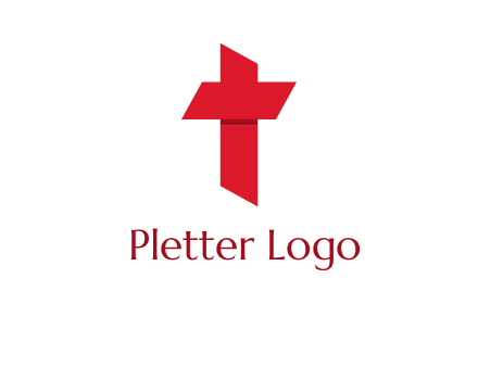 Alphabet T in cross icon