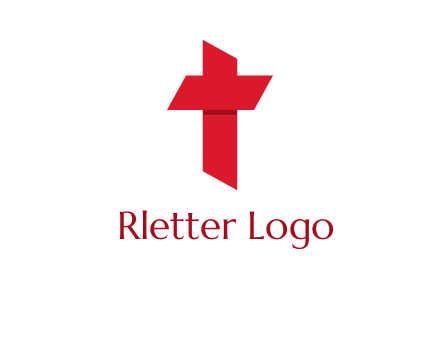 Alphabet T in cross icon