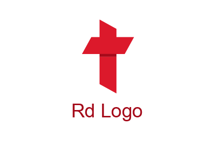 Alphabet T in cross icon