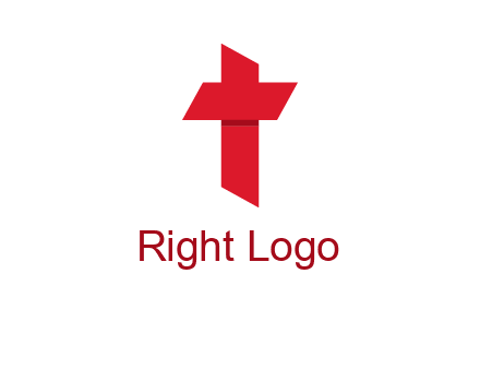 Alphabet T in cross icon