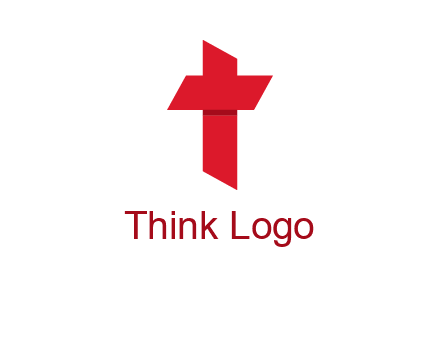 Alphabet T in cross icon