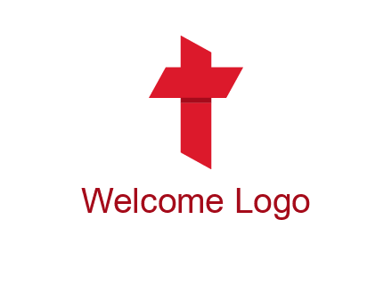 Alphabet T in cross icon