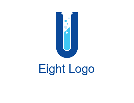 Alphabet U in chemistry tube