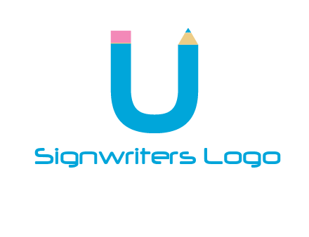 letter U with pencil