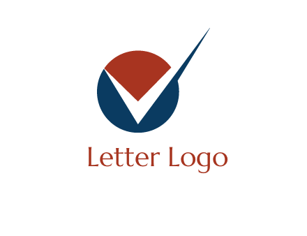 letter V logo in circle and tickmark 