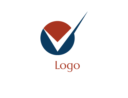 letter V logo in circle and tickmark 