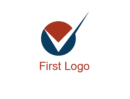 letter V logo in circle and tickmark 